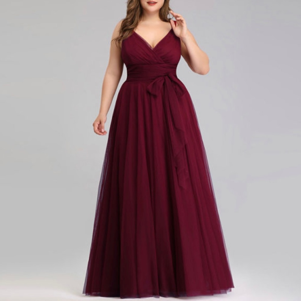 Burgundy EverPretty tulle gown, 18